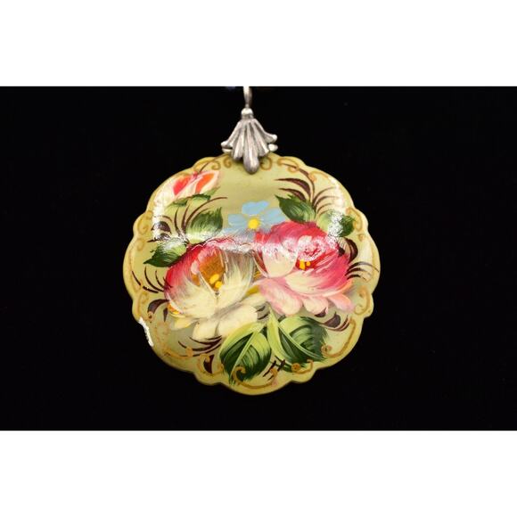 EXEX Necklace Pendant Hand Painted Tahitian Black Pearls 925 Silver Chain BinK - Picture 1 of 12